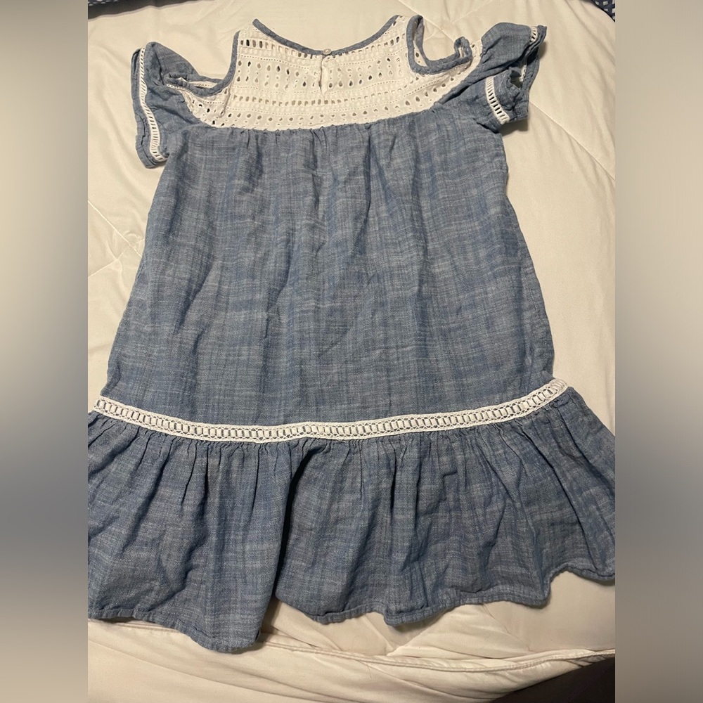 Cold shoulder chambray dress